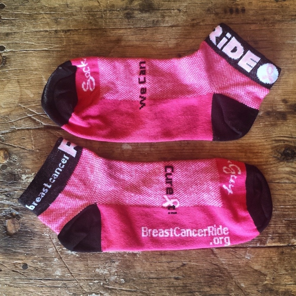 Breast Cancer Socks Ride Bike Hike Walk Fitness